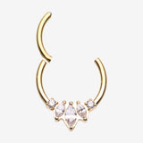 Detail View 1 of Golden Marquise Brilliance Multi-Gem Sparkle Seamless Clicker Hoop Ring-Clear Gem