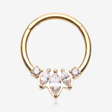 Golden Marquise Brilliance Multi-Gem Sparkle Seamless Clicker Hoop Ring