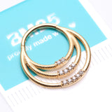 Detail View 3 of Golden Brilliant Sparkle Gem Lined Triple Loop Accent Seamless Clicker Hoop Ring-Clear Gem