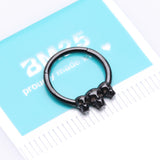 Detail View 2 of Blackline Triple Death Skull Seamless Clicker Hoop Ring