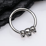 Detail View 1 of Triple Death Skull Seamless Clicker Hoop Ring