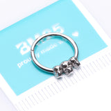 Detail View 2 of Triple Death Skull Seamless Clicker Hoop Ring