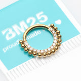 Detail View 2 of Golden Royal Bali Beads Arc Sparkle Seamless Clicker Hoop Ring-Clear Gem