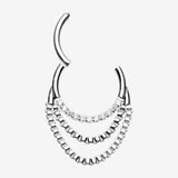Detail View 1 of Majestic Sparkle Double Chained Seamless Clicker Hoop Ring-Clear Gem