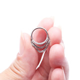 Detail View 4 of Majestic Sparkle Double Chained Seamless Clicker Hoop Ring-Clear Gem