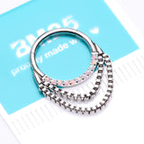 Detail View 3 of Majestic Fire Opal Double Chained Seamless Clicker Hoop Ring-White Opal