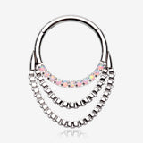 Majestic Fire Opal Double Chained Seamless Clicker Hoop Ring