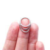 Detail View 4 of Majestic Fire Opal Double Chained Seamless Clicker Hoop Ring-White Opal