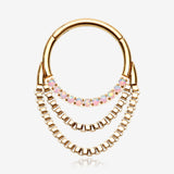Golden Majestic Fire Opal Double Chained Seamless Clicker Hoop Ring