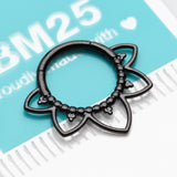 Detail View 2 of Blackline Royal Bali Floral Seamless Clicker Hoop Ring