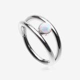 Double Hoop Fire Opal Sparkle Seamless Clicker Hoop Ring-White Opal