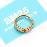 Detail View 4 of Golden Milgrain Beads Laced Steel Seamless Clicker Hoop Ring