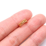 Detail View 2 of Golden Milgrain Beads Laced Steel Seamless Clicker Hoop Ring
