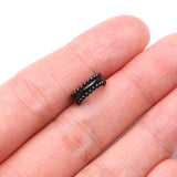 Detail View 2 of Blackline Milgrain Beads Laced Steel Seamless Clicker Hoop Ring
