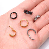 Detail View 3 of Blackline Milgrain Beads Laced Steel Seamless Clicker Hoop Ring