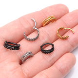 Detail View 3 of Milgrain Beads Laced Steel Seamless Clicker Hoop Ring