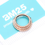 Detail View 4 of Rose Gold Triple Stacked Pyramid Studded Geometric Seamless Clicker Hoop Ring