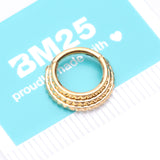 Detail View 4 of Golden Triple Stacked Pyramid Studded Geometric Seamless Clicker Hoop Ring
