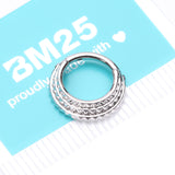 Detail View 4 of Triple Stacked Pyramid Studded Geometric Seamless Clicker Hoop Ring