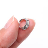 Detail View 2 of Triple Stacked Pyramid Studded Geometric Seamless Clicker Hoop Ring