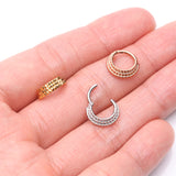 Detail View 3 of Triple Stacked Pyramid Studded Geometric Seamless Clicker Hoop Ring