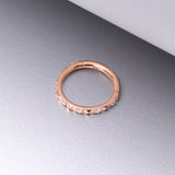Detail View 1 of Rose Gold Pyramid Studded Multi-Gem Sparkles Geometric Seamless Clicker Hoop Ring-Clear Gem