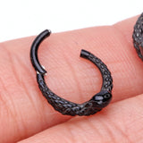 Detail View 3 of Blackline Slithering Snake Steel Seamless Clicker Hoop Ring