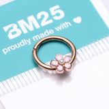 Detail View 3 of Rose Gold Adorable Pearlescent Flower Clicker Hoop Ring