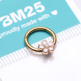 Detail View 3 of Golden Adorable Pearlescent Flower Clicker Hoop Ring
