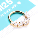 Detail View 4 of Golden Butterfly Goddess Sparkle Clicker Hoop Ring-Clear Gem