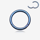 Detail View 1 of Colorline Steel Seamless Hinged Clicker Hoop Ring-Blue