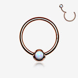 Rose Gold Fire Opal Sparkle CBR Style Seamless Clicker Hoop Ring
