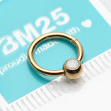 Detail View 2 of Golden Fire Opal Sparkle CBR Style Seamless Clicker Hoop Ring-White Opal