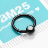 Detail View 2 of Blackline Fire Opal Sparkle CBR Style Seamless Clicker Hoop Ring-White Opal