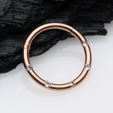 Detail View 1 of Rose Gold Multi-Gem Seamless Clicker Hoop Ring-Clear Gem