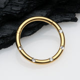 Detail View 1 of Golden Multi-Gem Seamless Clicker Hoop Ring-Clear Gem