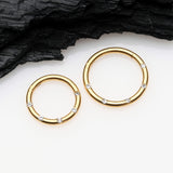 Detail View 2 of Golden Multi-Gem Seamless Clicker Hoop Ring-Clear Gem