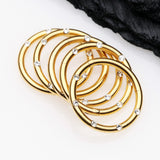 Detail View 3 of Golden Multi-Gem Seamless Clicker Hoop Ring-Clear Gem