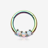 Colorline Glistening Fire Opal Sparkle Seamless Clicker Ring