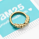 Detail View 2 of Golden Laurel Wreath Seamless Clicker Hoop Ring