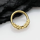 Detail View 1 of Golden Laurel Wreath Seamless Clicker Hoop Ring