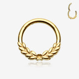 Golden Laurel Wreath Seamless Clicker Hoop Ring