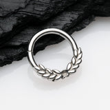 Detail View 1 of Laurel Wreath Seamless Clicker Hoop Ring