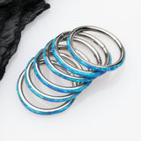 Detail View 3 of Brilliant Fire Opal Lined Seamless Clicker Hoop Ring-Blue Opal
