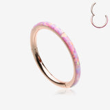 Rose Gold Brilliant Fire Opal Lined Seamless Clicker Hoop Ring
