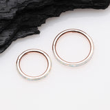 Detail View 2 of Rose Gold Brilliant Fire Opal Lined Seamless Clicker Hoop Ring-White Opal