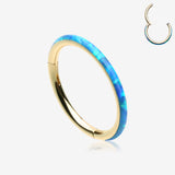 Golden Brilliant Fire Opal Lined Seamless Clicker Hoop Ring