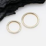 Detail View 2 of Golden Brilliant Fire Opal Lined Seamless Clicker Hoop Ring-White Opal