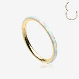 Golden Brilliant Fire Opal Lined Seamless Clicker Hoop Ring