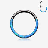 Blackline Brilliant Fire Opal Lined Front Facing Seamless Clicker Hoop Ring